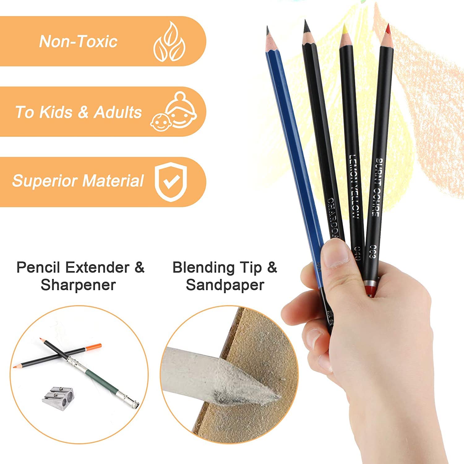 Corslet Juego de 146 lápices de dibujo para artistas, con 16 y 25 páginas, A5, cuaderno de bocetos, acuarela, a base de aceite, juego de suministros de arte para artistas