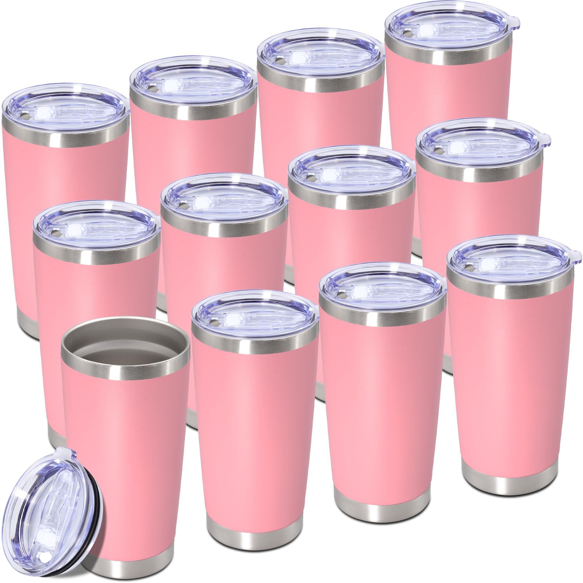 20oz Tumbler Insulated Tumblers Vacuum Coffee Mug with Lid Pink 12Pack