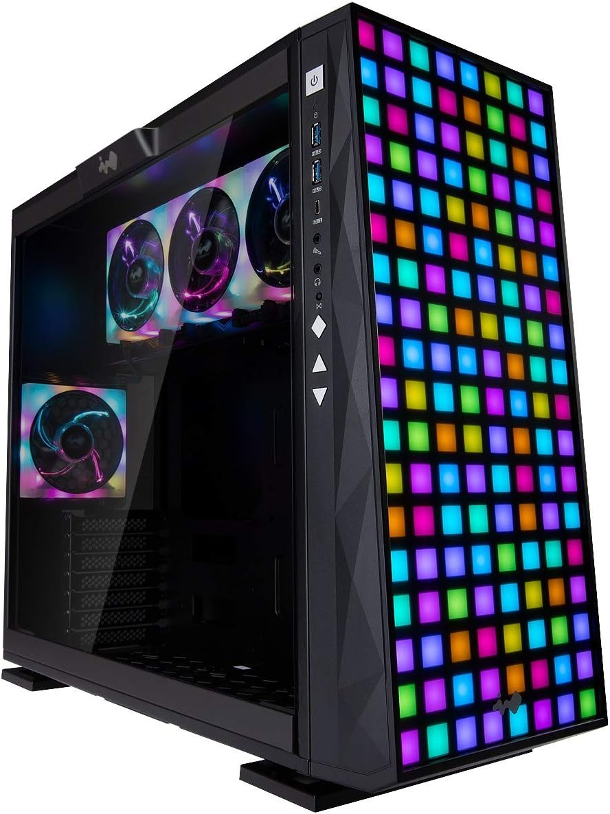 InWin 309 Addressable RGB Front Panel with 4 ARGB Fans - Tempered Glass Side Panel- ATX Mid Tower Gaming Computer Chassis Case