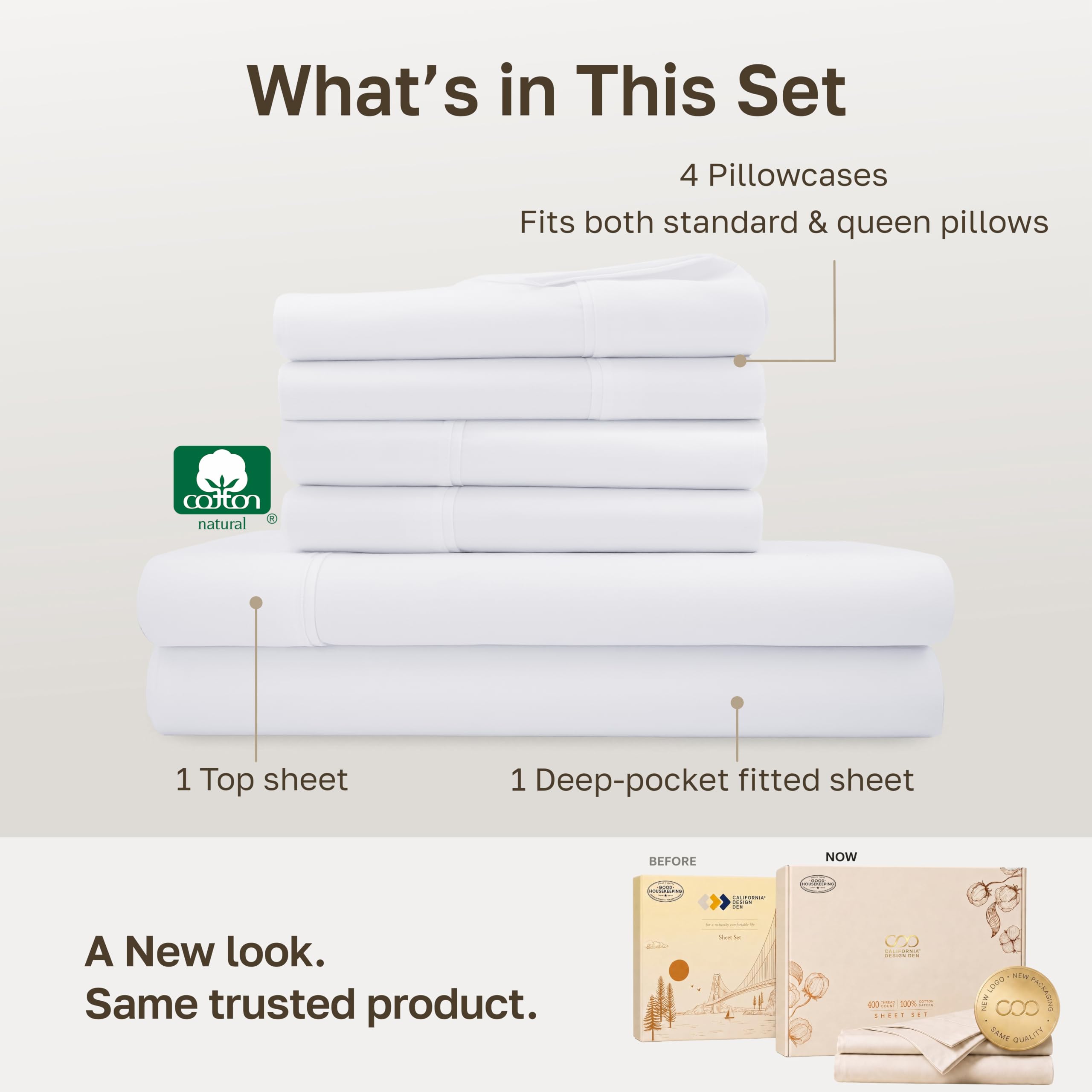 California Design Den White Sateen Sheets - Queen -3 California Design Den White Sateen Sheets - Queen -3