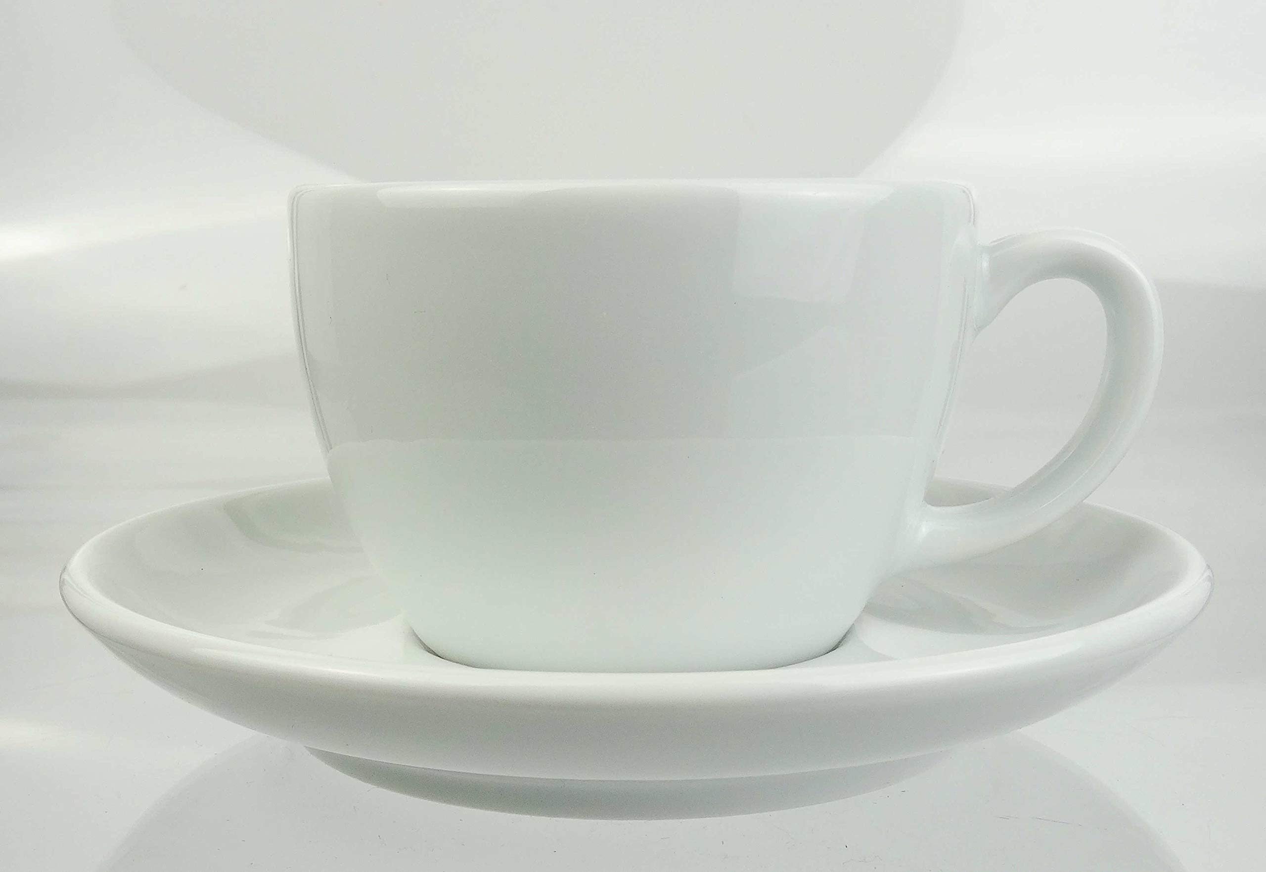 Italienische Cappuccino-Tasse »Verona open« | weiß | großer Henkel | Füllmenge (bis zur Oberkante): 180 ml | handgemacht | 6 Tassen & 6 Untertassen | Made in Italy