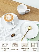 Vista 3 de Yedio 4 oz Espresso Cups with Saucers and Metal Stand, Spoons, Porcelain Stackable Coffee Cups, Demitasse Cups, Perfect for Single or Double Soporte