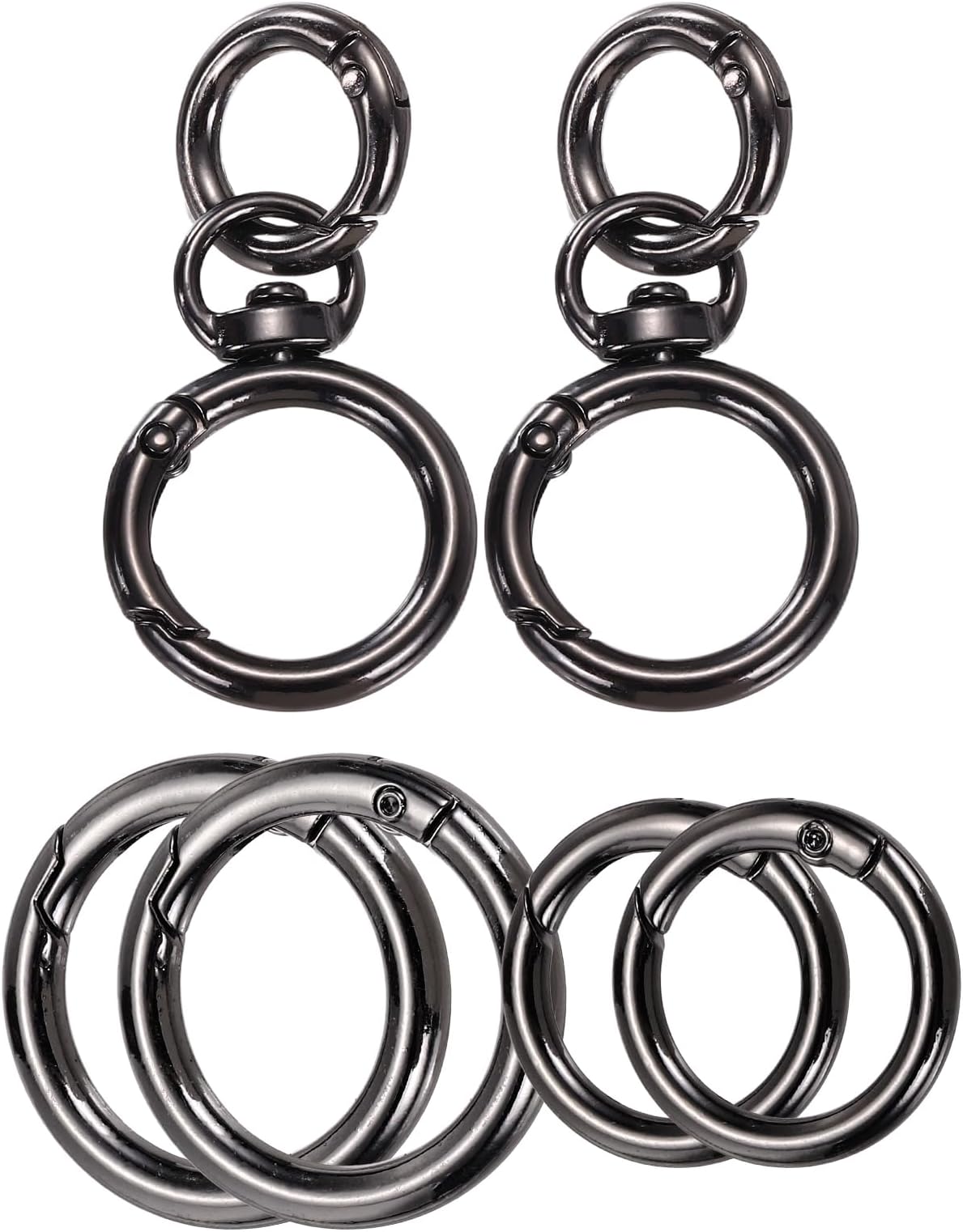sourcing map 2 Pcs Metal Swivel Clasps Key Chain O Ring Keyrings Round Spring Snap Keychain Hook Clip for Chains Extender DIY Handicrafts Keys Lanyards Jewelry Findings, Gun Black