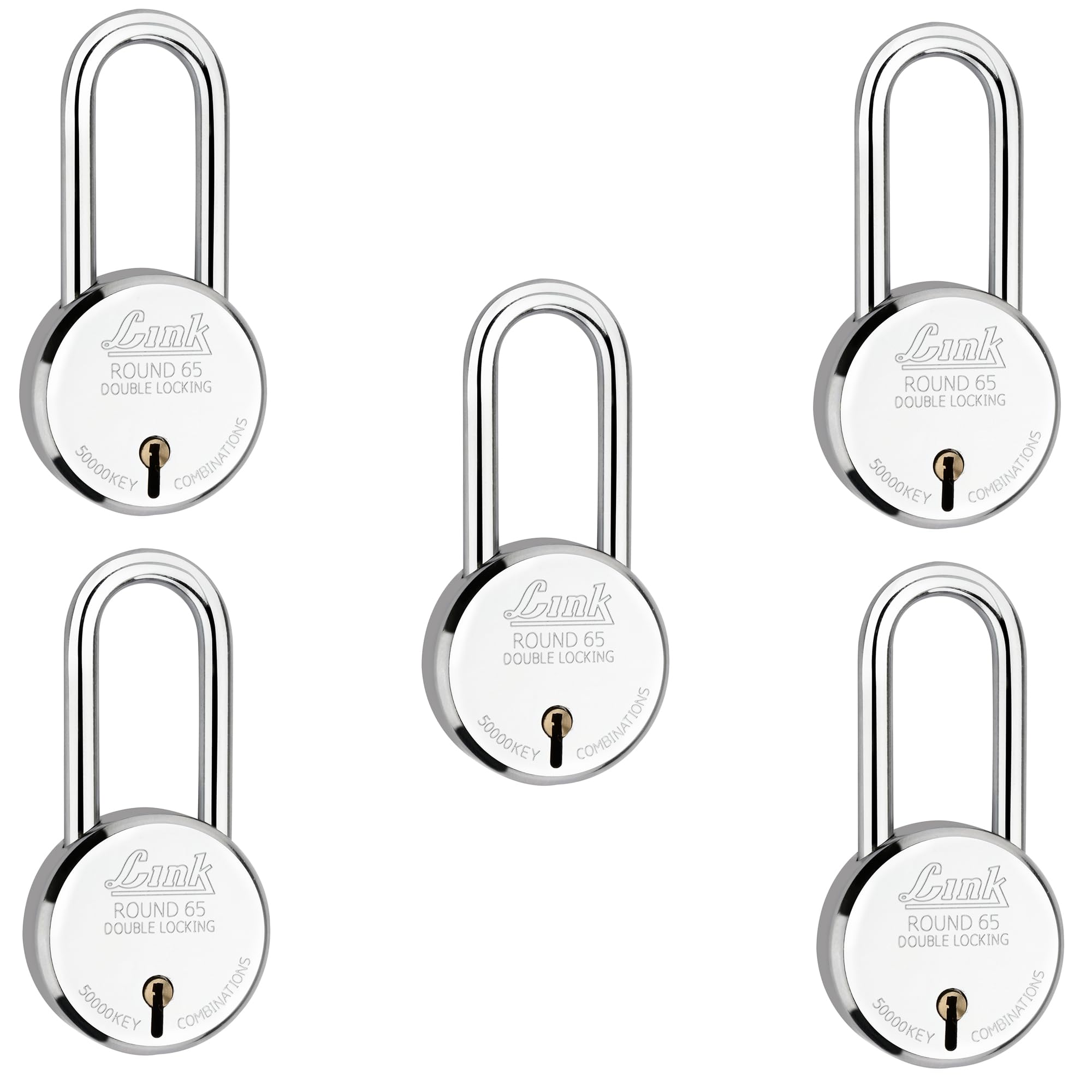 Link® 65mm New Round Long Shackle 5Pcs Set | 50,000 Key Combinations | Made in India | Double Locking | Steel Body | Iron Lever| 3 Keys for Each Padlock (B0C3LVPB17) Amazon Price History, Amazon Price Tracker
