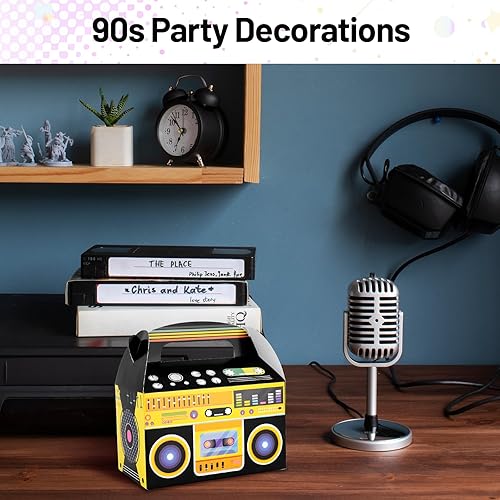 Miniatura 5 de 12 piezas de decoraciones de fiesta de hip hop, decoraciones de fiesta de los años 80 y 90, cajas de recuerdo novedosas, caja de regalo de radio