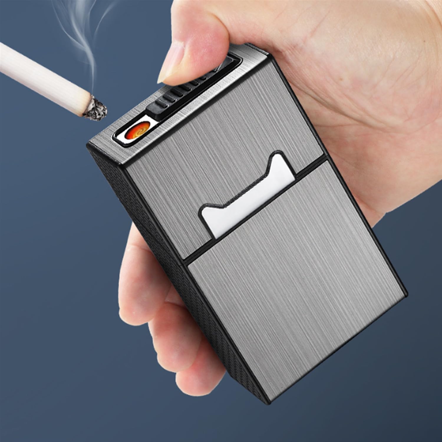 Amazon.com: Pack of 3 Cigarette Case with Lighter Regular and Slim Size  20's Cigarettes Tabacco Box Holder Cases Rechargeable Flameless Waterproof Electric  Lighter : Health & Household
