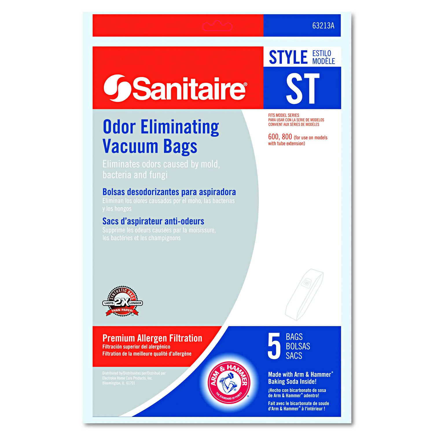 Electrolux Sanitaire 63213B10CT Style ST Disposable Vacuum Bags for SC600 & SC800 Series (Case of 50)