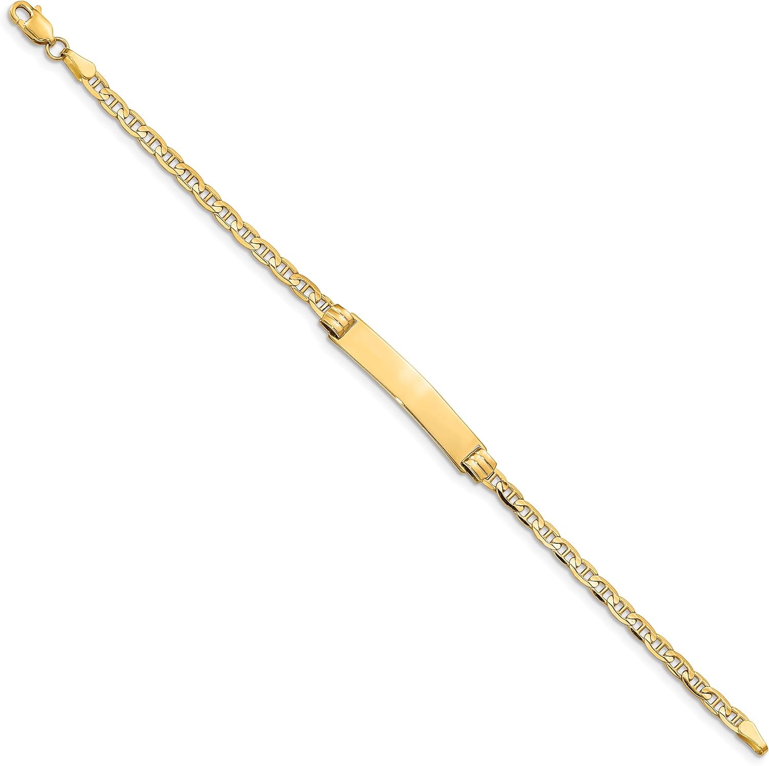 IceCarats 14K Solid Yellow Gold Anchor Mariner Link Name Bar Identification ID Bracelet 6 inch