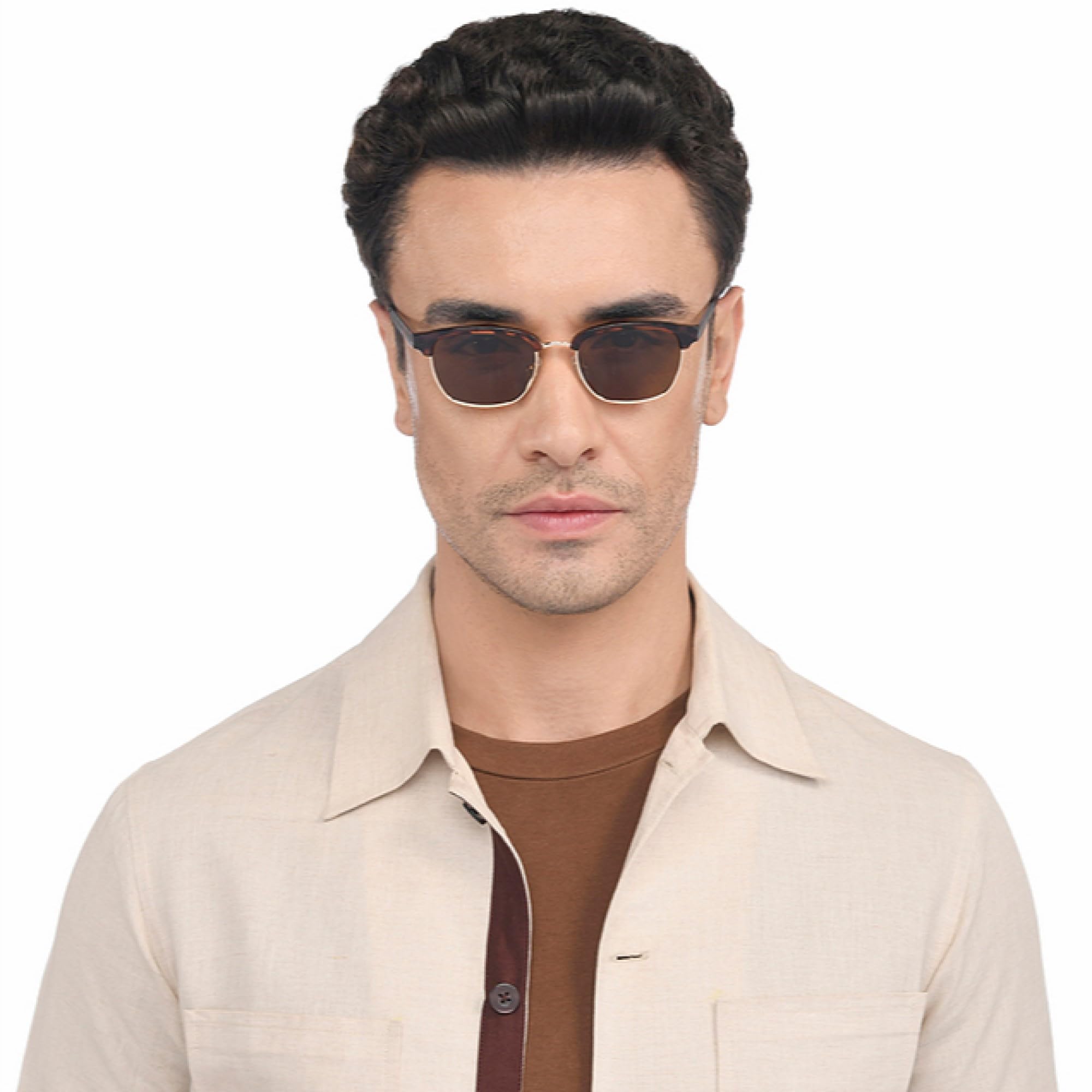 VINCENT CHASE EYEWEAR By Lenskart | Gold Brown Full Rim Rectangular | HAVANA | Polarized and 100% UV Protected | Men & Women | Small | VC S14475 - Image 3 thumbnail