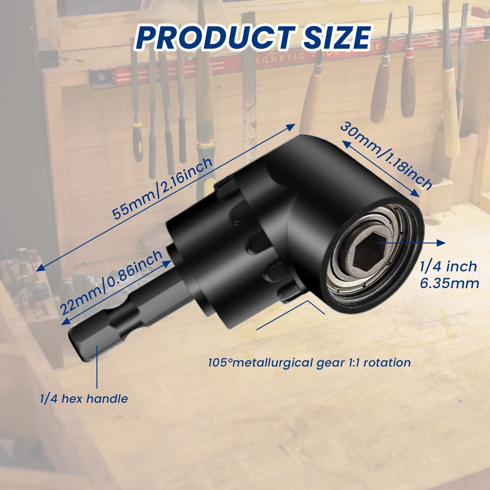 Adattatore per Trapano ad Angolo Retto 105°,105° Avvitatore Angolare,Trapano Angolare Multifunzione,1/4" Portapunte Magnetici,per Avvitare e Forare in Spazi Ristretti