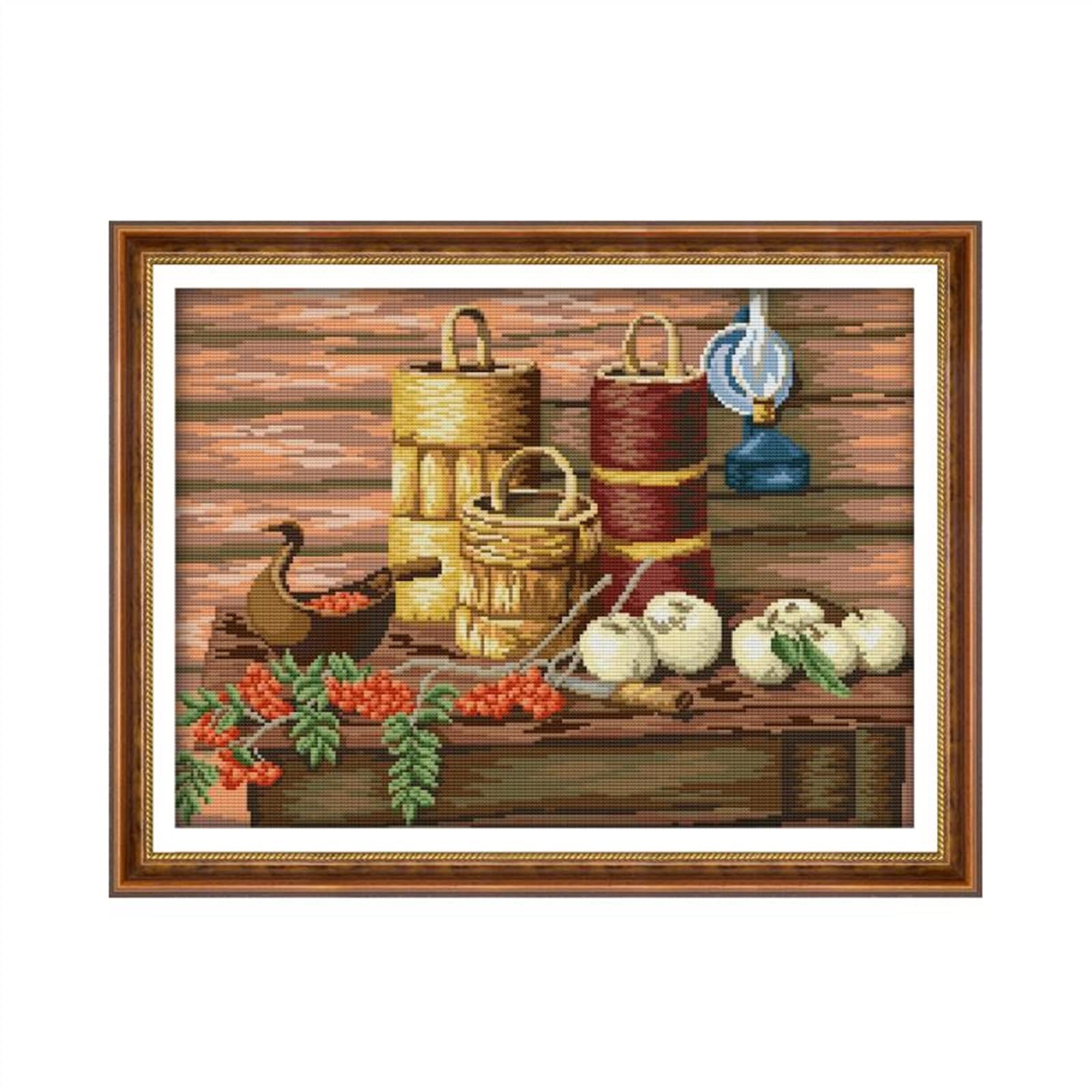 Kit de point de croix de fruits 14ct toile blanche à broder soi-même