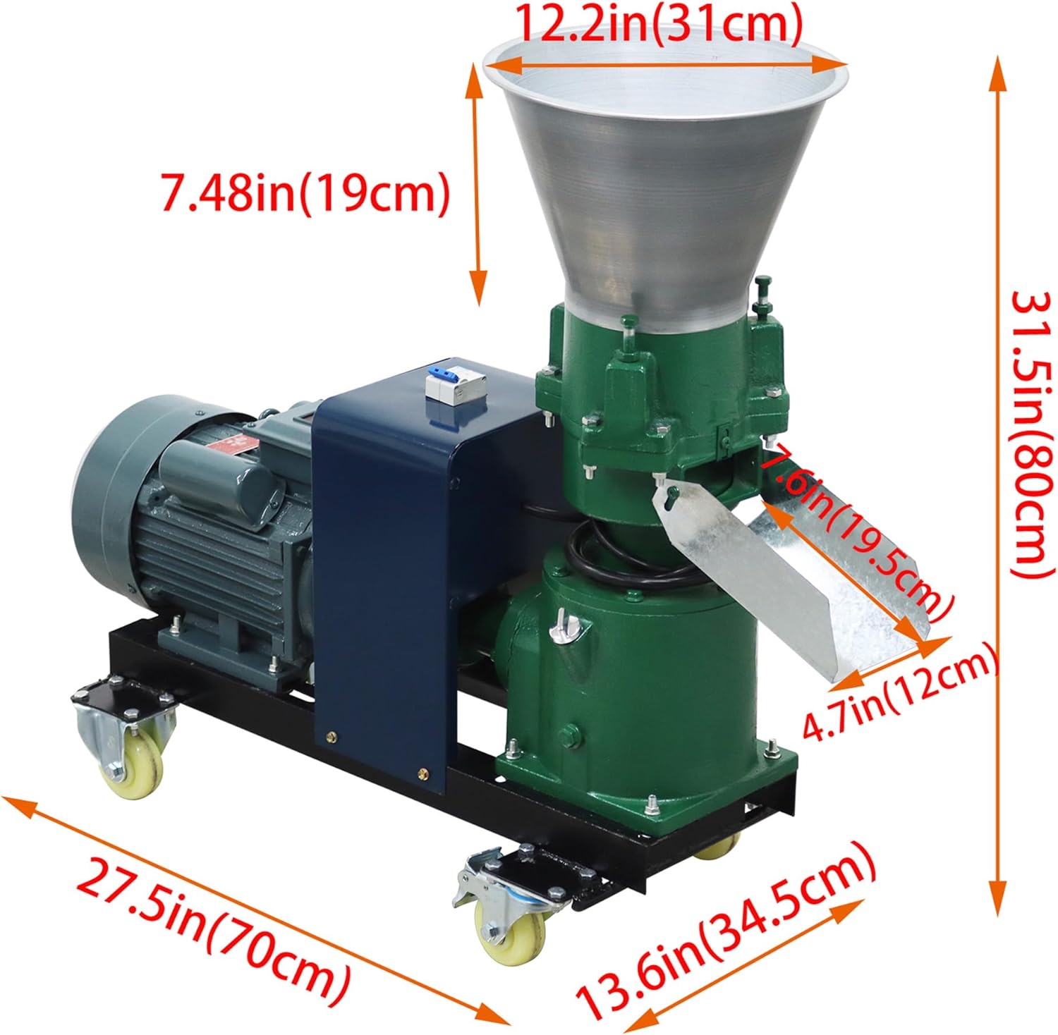 Animal Feed Pellet Machine Chicken Feed Pellet Maker Farm Fodder Granulator 3 Head Rollers 6MM Holes Plate 220V