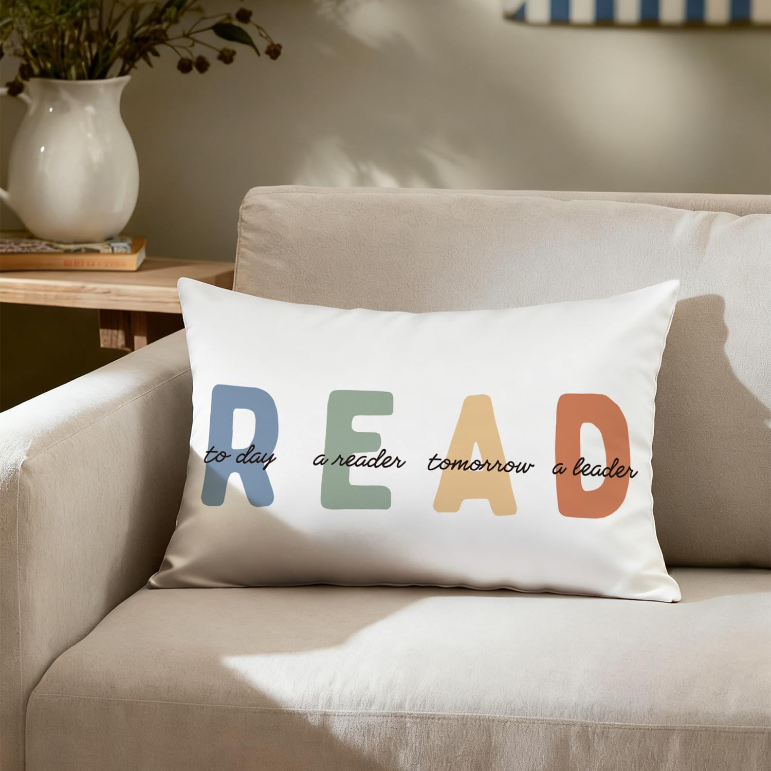 Boho Classroom Reading Corner Decor, Read Pillow Covers 12x20, Boho Colorful Decorative Throw Pillow Case for Classroom Reading Room Library Kids Bedroom Playroom - Image 2