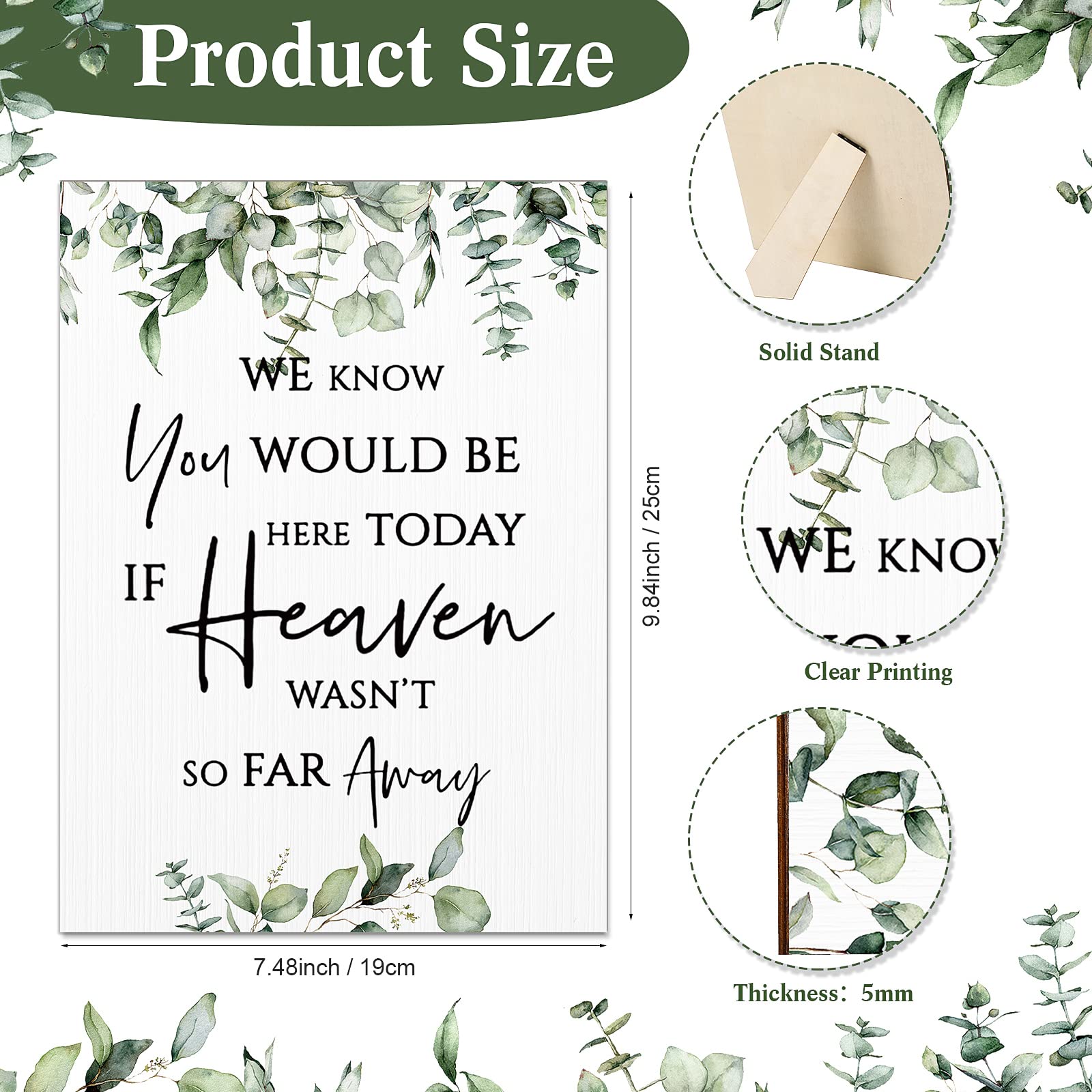 Roowest Gedenktafel für Hochzeit, Gedenkkarten und Geschenke, Aufschrift "If Heaven Wasn't So Far Away", Hochzeitsschilder für Zeremonie und Empfang, 4 Stück