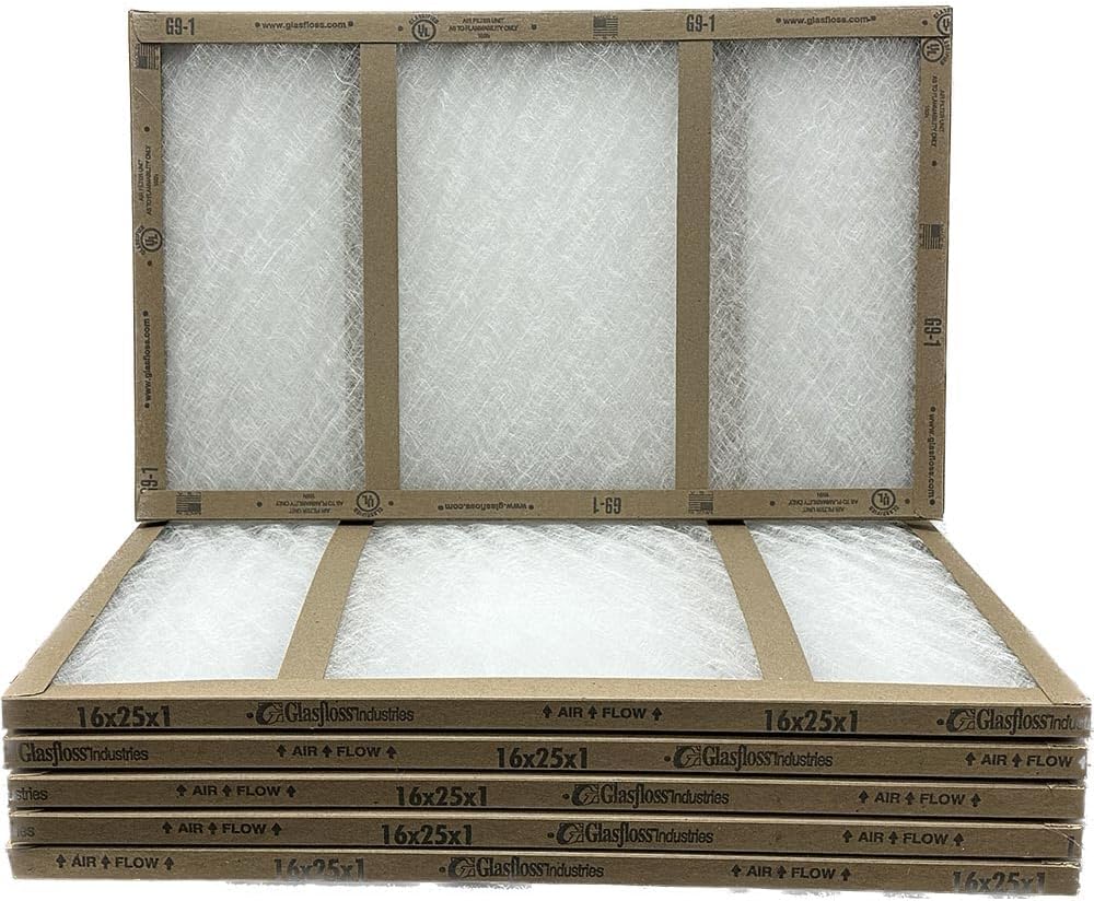 16x25x1 Glasfloss Fiberglass Air Filter, Double Strut, GDS Series, Made