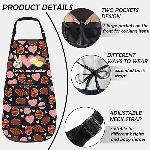 Miniatura 4 de Gzrlyf Delantal de Concha Mexicana Pandulce Conchas Amante Regalo Panadero Pan Dulce Postre Cafecito y Chisme Delantal de Cocina
