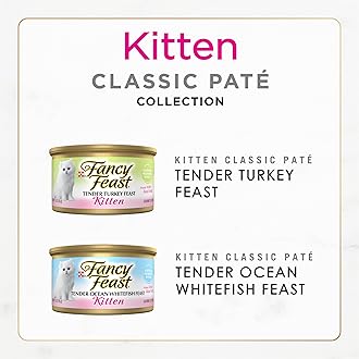 Purina Fancy Feast Kitten Tender Ocean Whitefish Feast and Tender Turkey Feast Wet Kitten Food Variety Pack - (2 Packs of 12) 3 oz. Cans