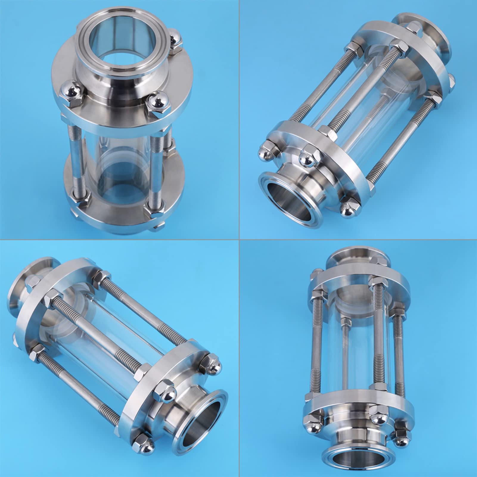 Spia di Flusso per Sanitari, 1,5" 1-1/2" 38MM Flusso Sanitario Vetro Dritto Tri Morsetto Tipo Acciaio per Applicazioni Ad Alta Purezza E Osservazione di Fluidi Inossidabile SS304