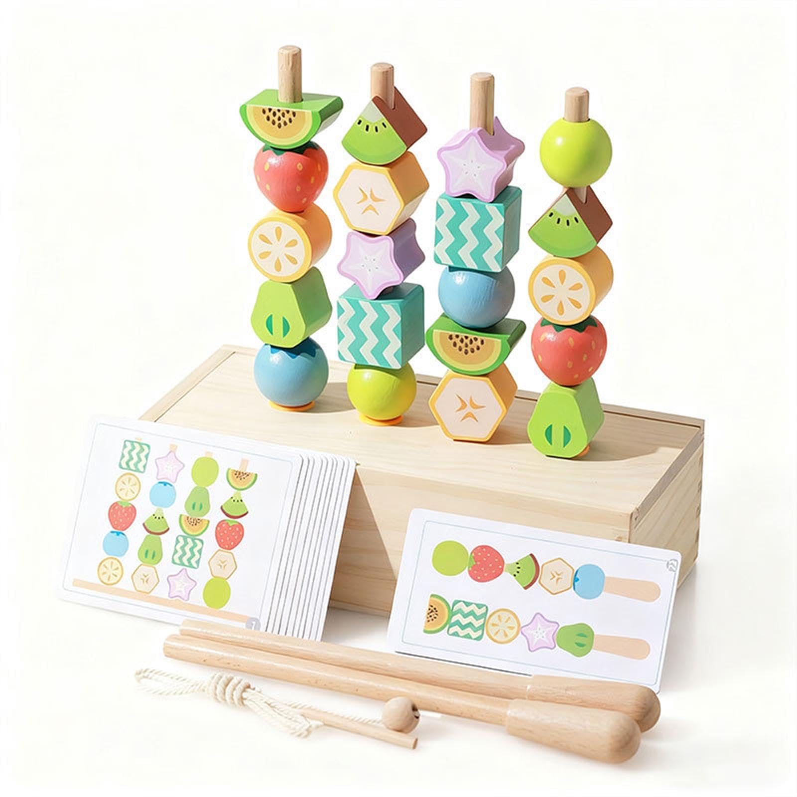 Juguete de Secuenciación de, de Madera para Ensartar, Bloques Apilables Sensoriales, Juego de Aprendizaje Temprano, Habilidades Motora, Style B