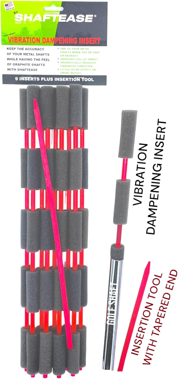 Golf Shaft Vibration Dampening Inserts for Metal Golf Shafts for Sting Free Golfing. Stops unwanted Vibration. Includes 9 Inserts Plus Tool.