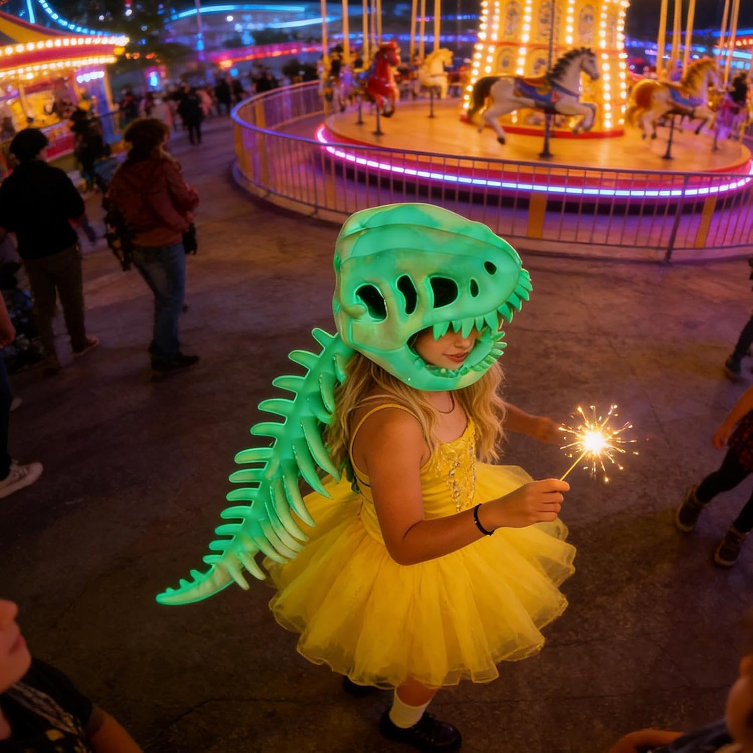 暗闇で光る恐竜骨格コスチューム | コスプレ 衣装 小道具 - 仮装 衣装 イベント | ステージ パフォーマンス コミック コンベ