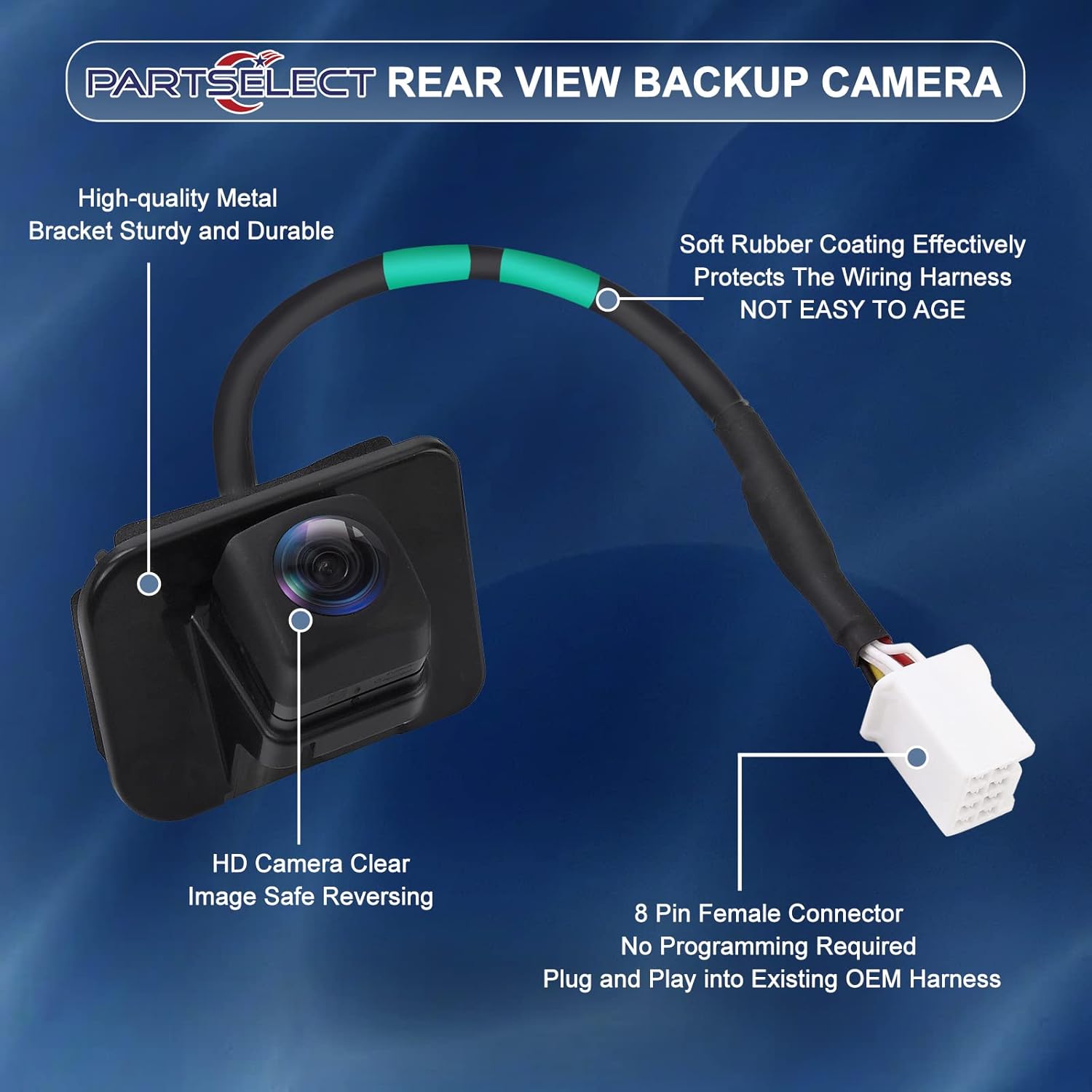 39530-T2A-A21 Rear View Backup Camera Replacement for Honda Accord Sedan 2014 2015 2016 2017 Park Parking Reverse Camera Replace OE # 39530-T2A-A31, 39530-T2A-U110-M2, 39530-T2A-U21