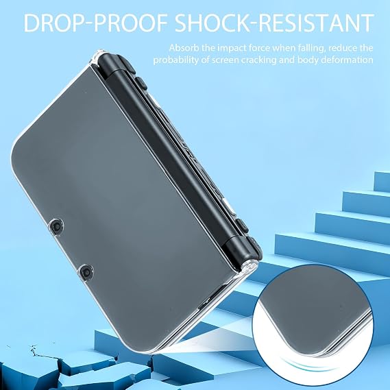 New 3DS XL Case,Protective Case Clear Ultra Crystal Transparent Hard Shell | For new 2015 nintendo 3ds xl ll shell cover skin,(modified hinge-less design) light weight plastic material