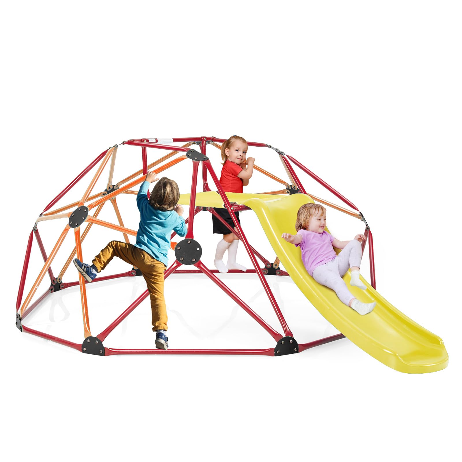 GOPLUS Struttura da arrampicata, torre da arrampicata con scivolo, cupola da arrampicata con piattaforma in tessuto e bordi lisci, struttura per gattonare e arrampicata, parco giochi per bambini a