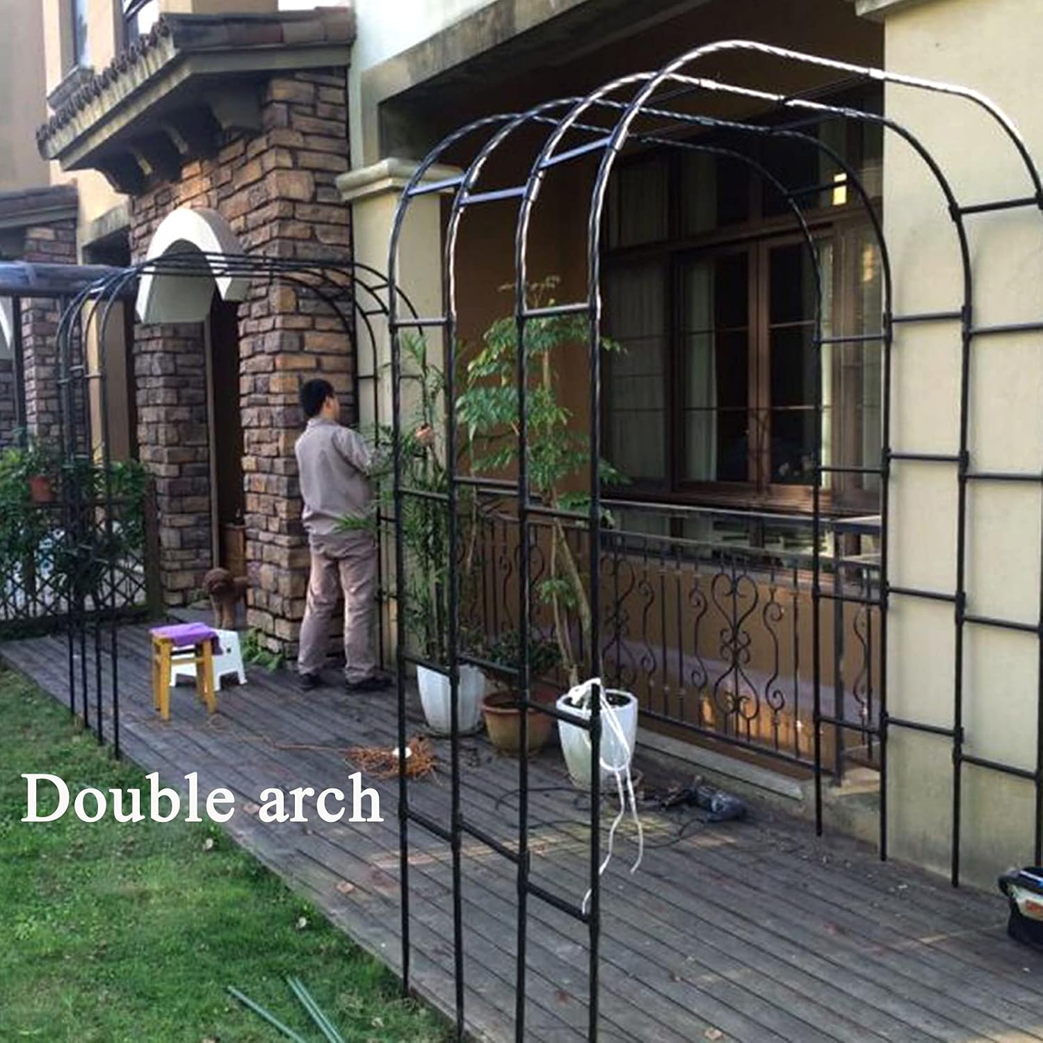 Metal Rose Arches,Weatherproof Garden Arch,Weather Resistance,Garden Arch Gazebo for Climbing Plants/Wedding Party/Decoration,Black,Various Sizes