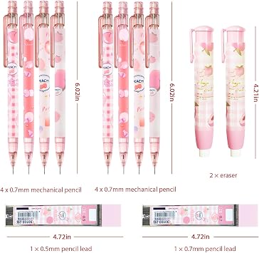 Cute Pink Coquette Peach Mechanical Pencil Set