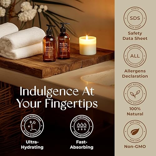 Miniatura 7 de Aceite de masaje desestresante y aceite de masaje relajante - Juego de aceites esenciales 100% puros de grado de aromaterapia - 2 x 6.8 fl oz - Gya