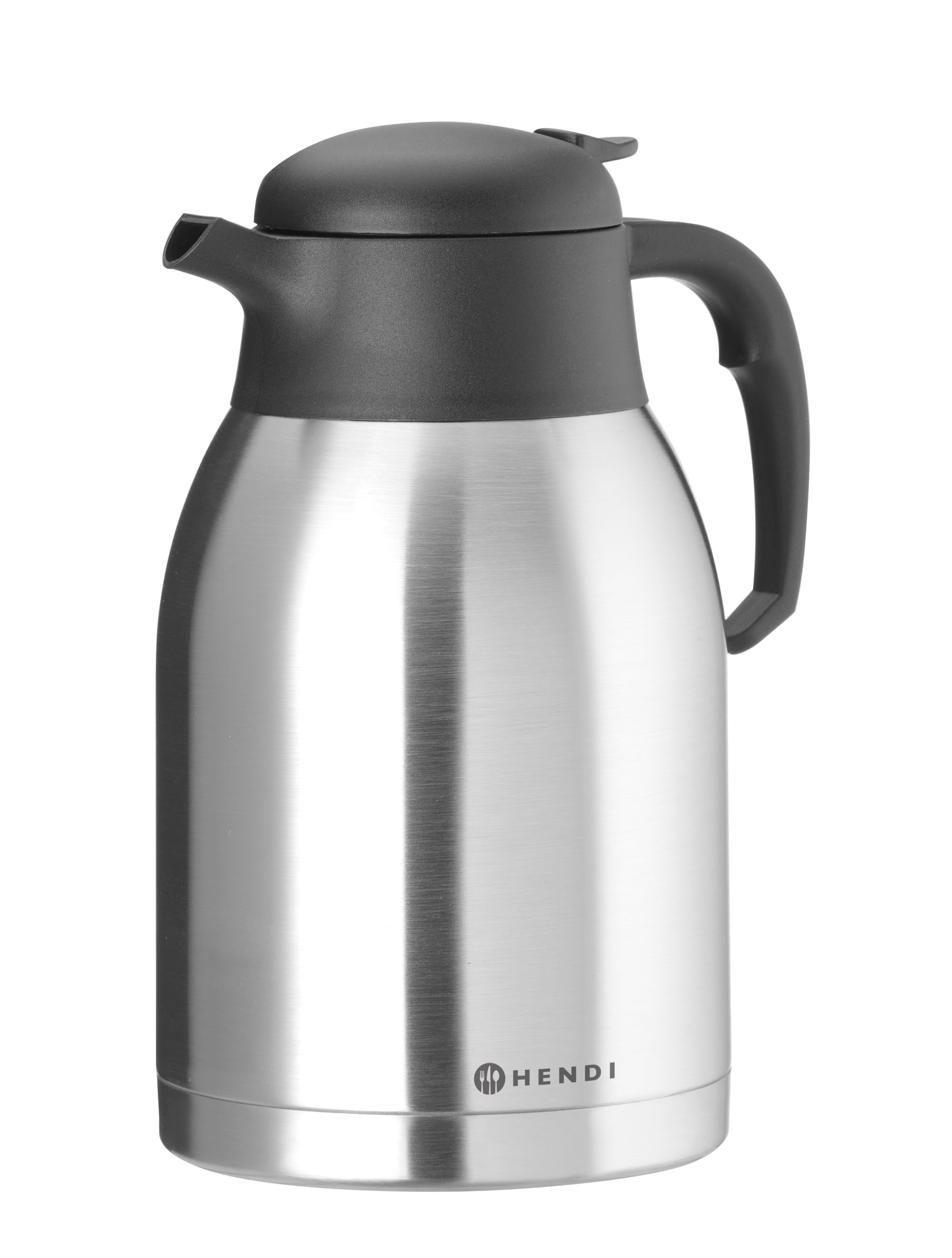 HENDI Caraffa termica 2L, bricco termico, thermos per caffè e tè, per macchine da caffè americano, caraffa sottovuoto, bollitore sottovuoto per bevande calde e fredde, ⌀140x(H)265mm, acciaio inox