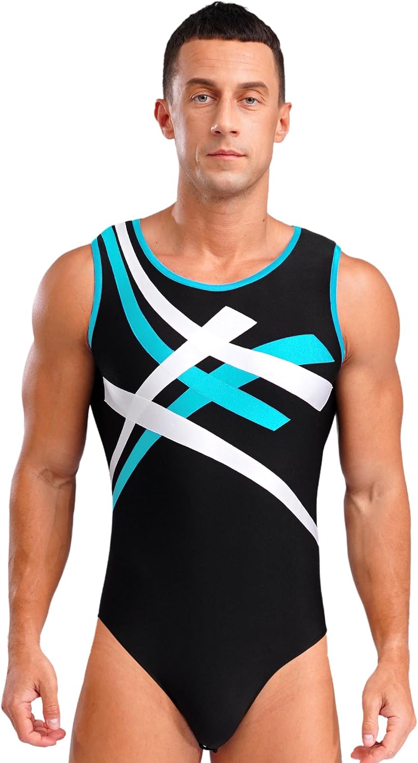 Yhong Men's Workout Sports Leotard Gymnastics Ballet Dance Leotard Cycling Swimming Athletic Bodysuit