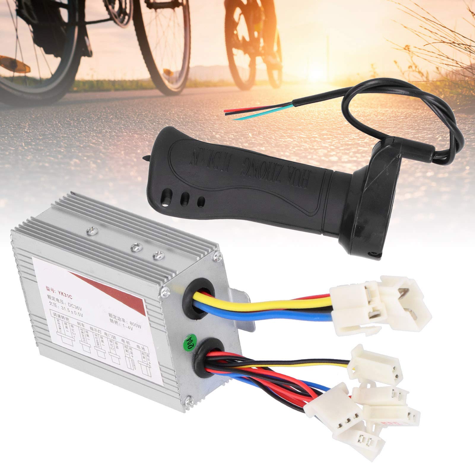 Asixxsix Controller Kit, Controller 36v, Controller Throttle Grip Kit, 36V 800W High Reliability for E-Scooter E-Bicycle with Grip E-Scooter Set