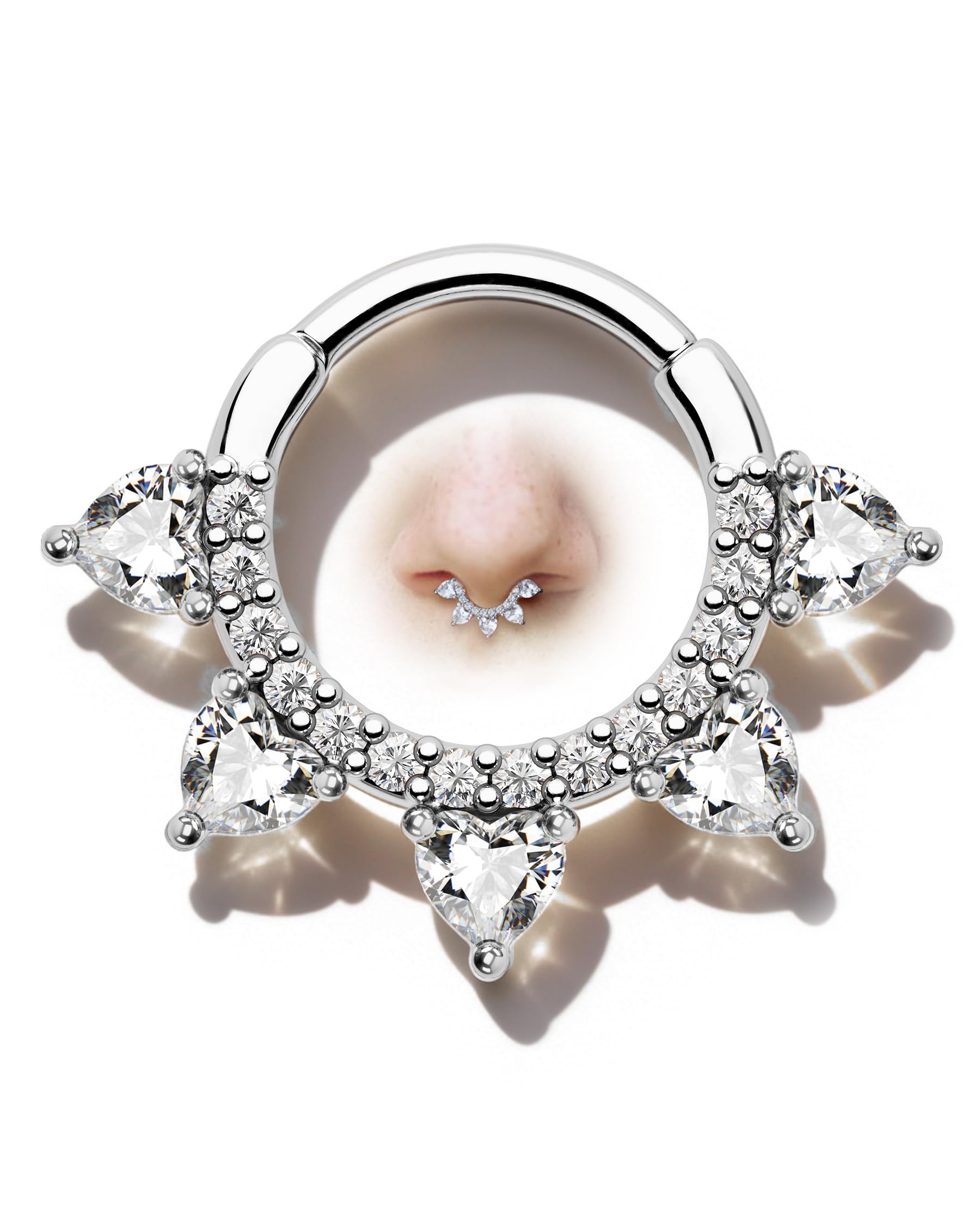 16G Septum Ring Flower Septum Jewelry Rose Gold Daith Earrings for Women Dainty Daith Piercing Jewelry Stainless Steel Hypoallergenic-image-21