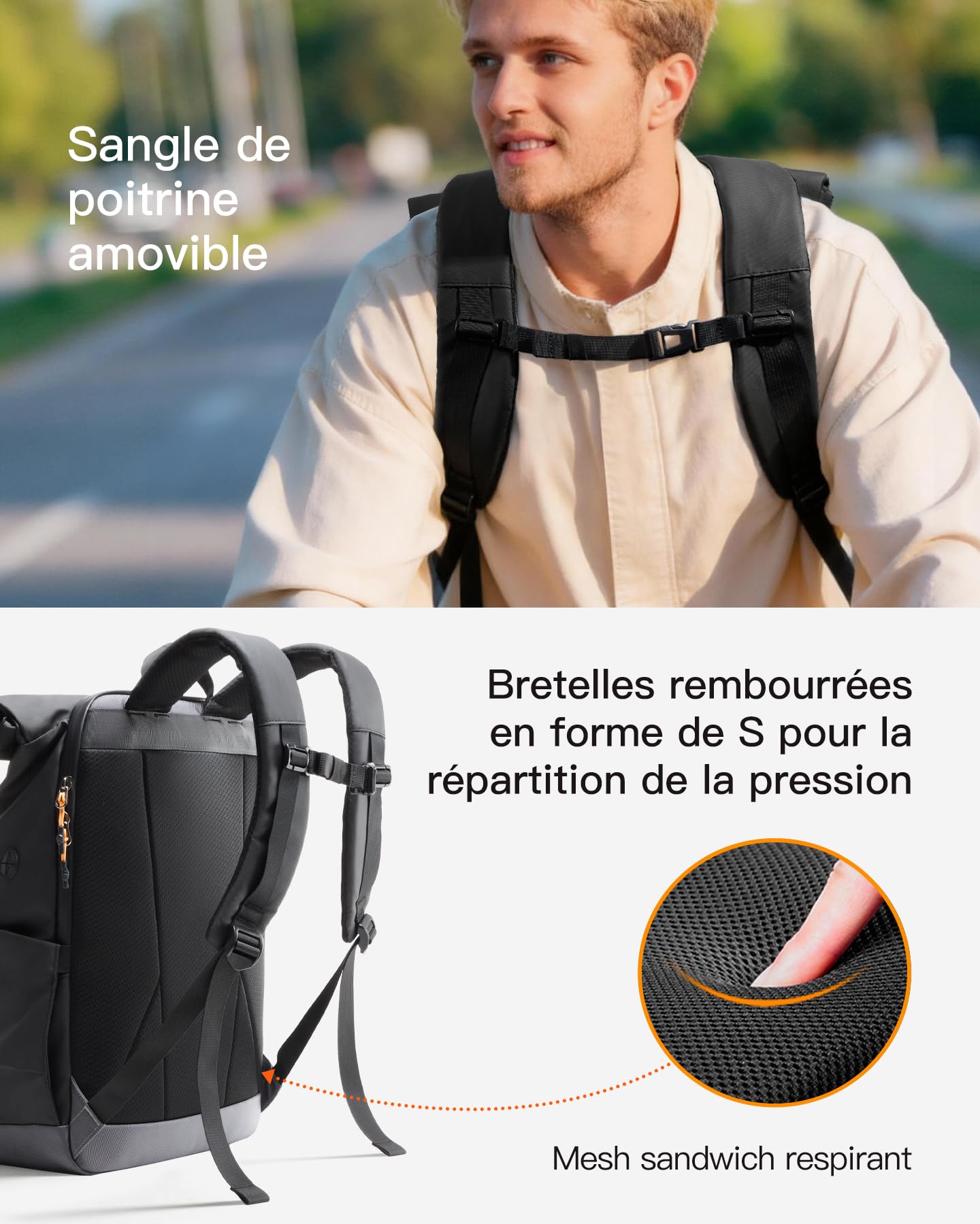 Inateck Sac à Dos Ordinateur Casual 25L-30L pour Laptop jusqu'à 17″ et iPad 13″, Idéal pour Trajets Quotidiens, Outdoor, Loisirs, Voyages d'Affaires et Voyages