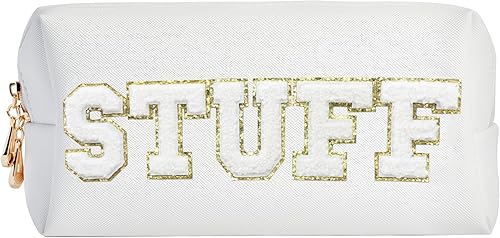 Miniatura 1 de Burskit Preppy Patch Stuff Bolsa de maquillaje portátil a granel de piel sintética bolsa de cosméticos impermeable organizador de viaje con