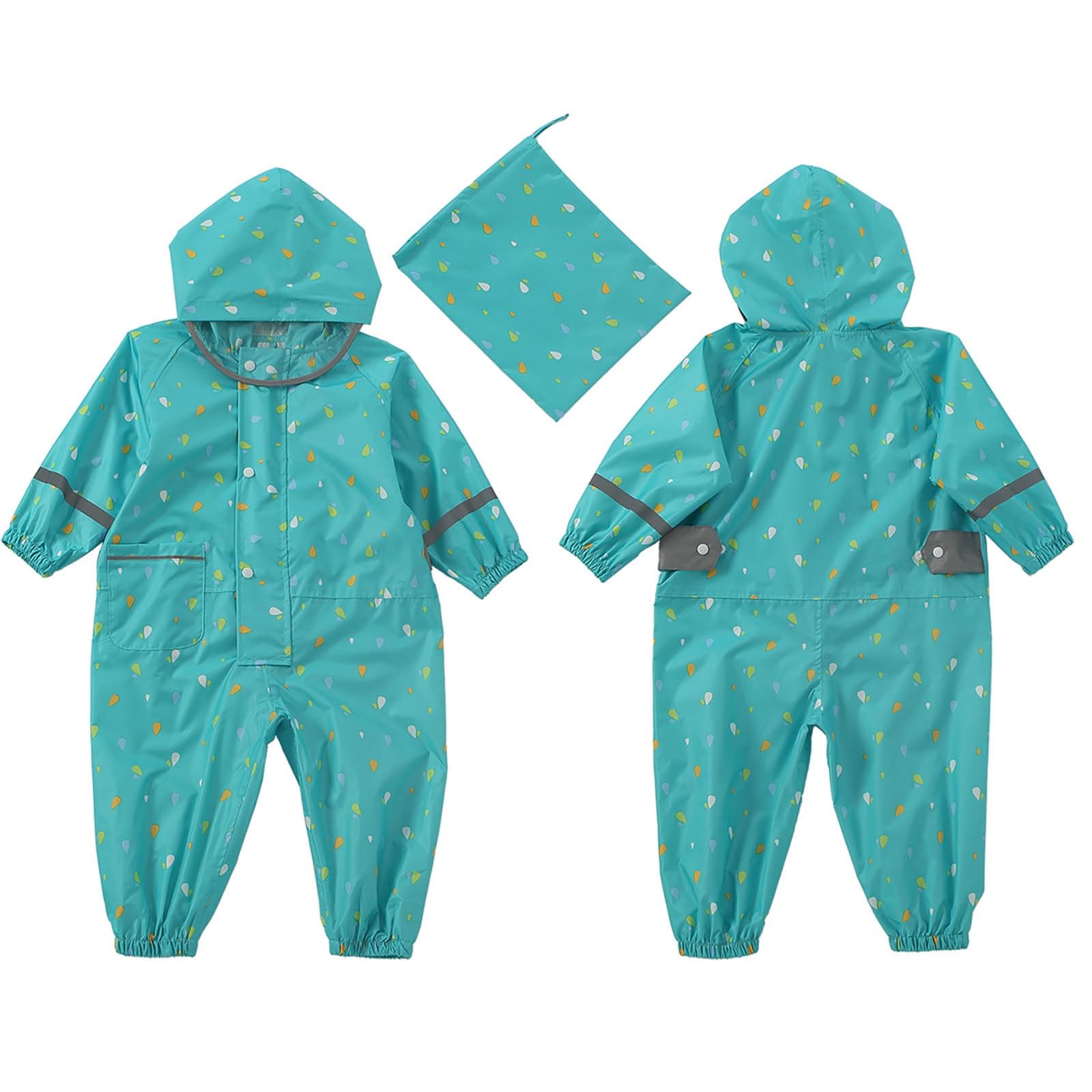 Generico Tuta Anti Pioggia Bambino,Poncho Antipioggia Per Bambini Con Inserti Riflettenti Ideale Per Il Gioco All'Aperto Di Bambini E Bambine