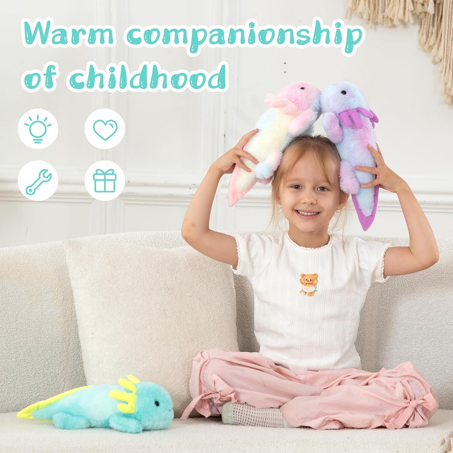 MaoGoLan 3 Pcs Axolotl Plush Stuffed Animal, Glow in The Dark Axolotl Plushies Set, Soft Salamander Plush Toys for Kids Girls Boys, Birthday Baby Shower Party Decor, 12 inch