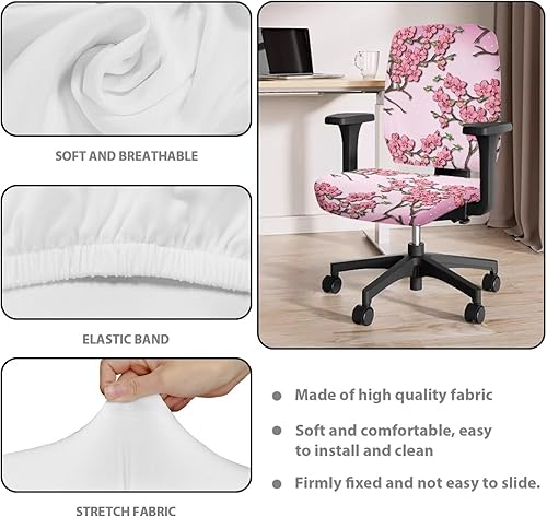 Miniatura 5 de Funda para silla de oficina con diseño de flor de cerezo, fundas elásticas para sillas de oficina, funda antipolvo para silla de escritorio, funda