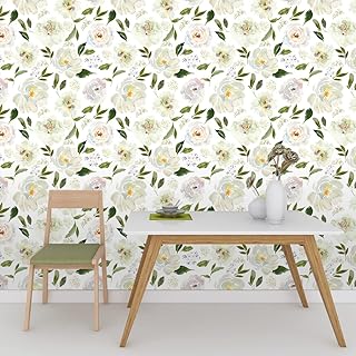 Wallpaper Green Leaves Beige Peel and Stick W...,