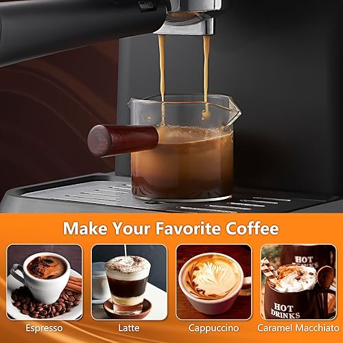 Miniatura 8 de Máquina de café expreso, 20 bares, máquina de café expreso profesional con espumador de leche, máquina de café expreso para capuchino, café con