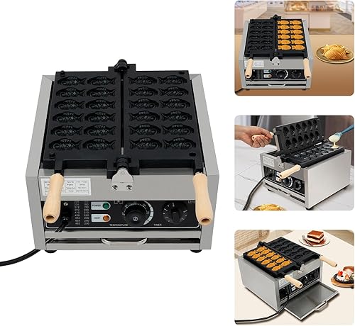 Miniatura 2 de Taiyaki - Máquina para hacer gofres con plato de cocción antiadherente/hierro de gofres en forma de pescado/máquina de gofres de