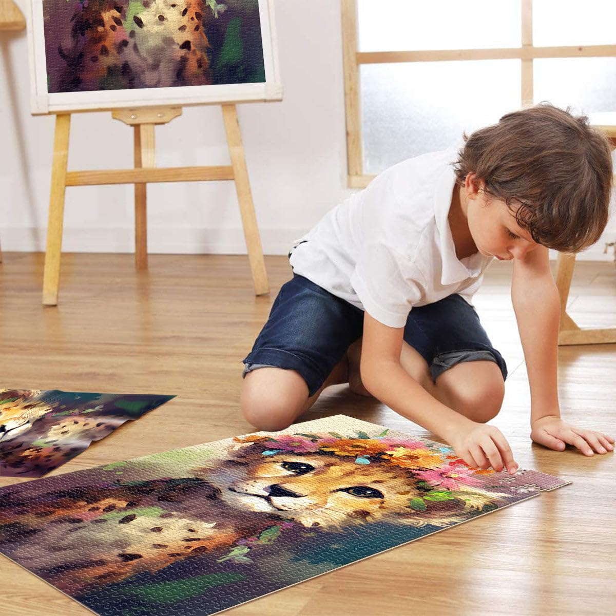 Puzzles 2000 pièces pour Adultes Puzzle Bébé Léopard Puzzle Éducatif Jeu Familial Puzzles Drôles 27,56 po x 39,37 po pour Les 14 Ans