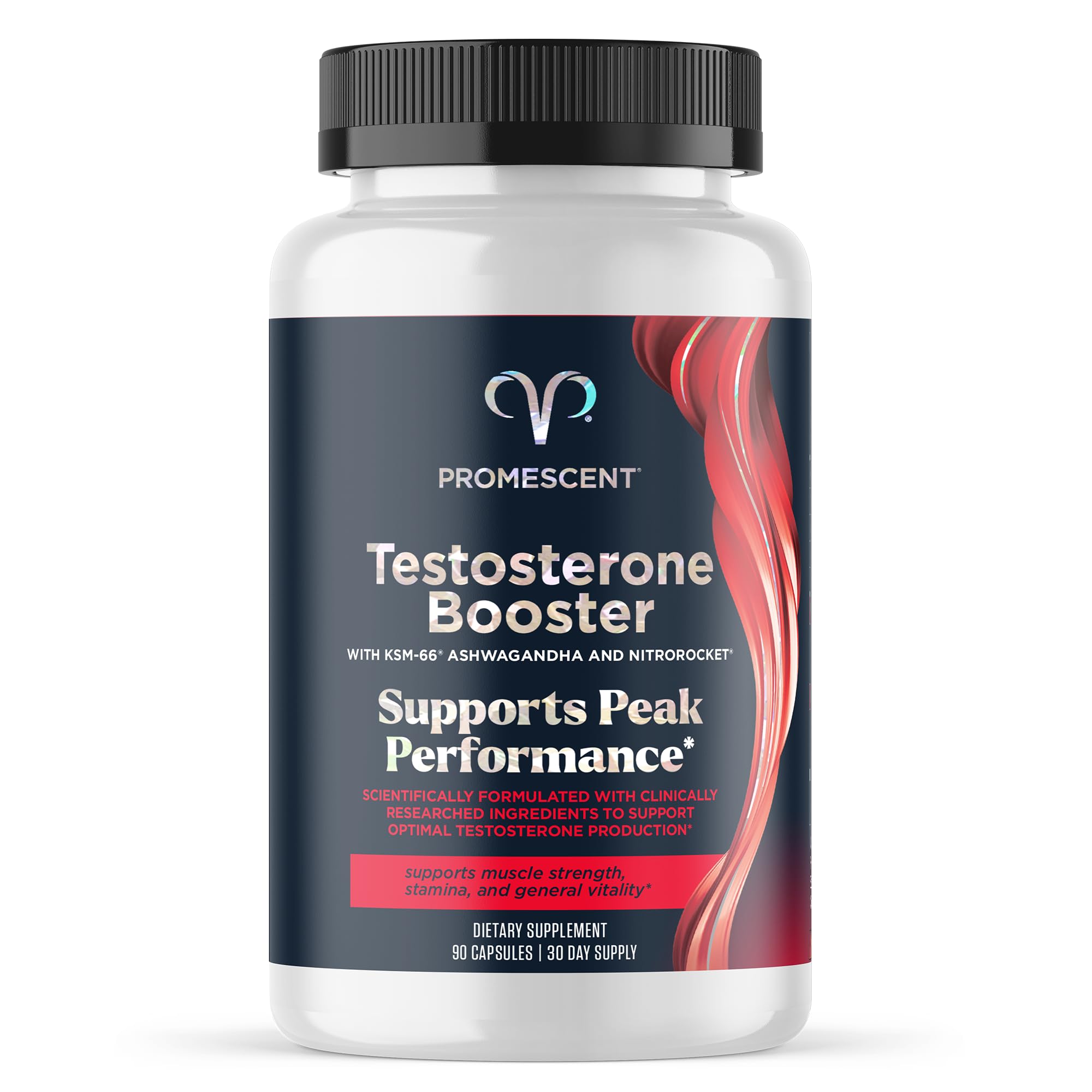 PromescentTestosterone Booster for Men Supplement w/Tongkat Ali (LongJack), KSM-66 Ashwagandha, Goat Weed, Fenugreek & Tribulus Terrestris, Supports Natural Energy, Stamina & Strength, 90 Capsules