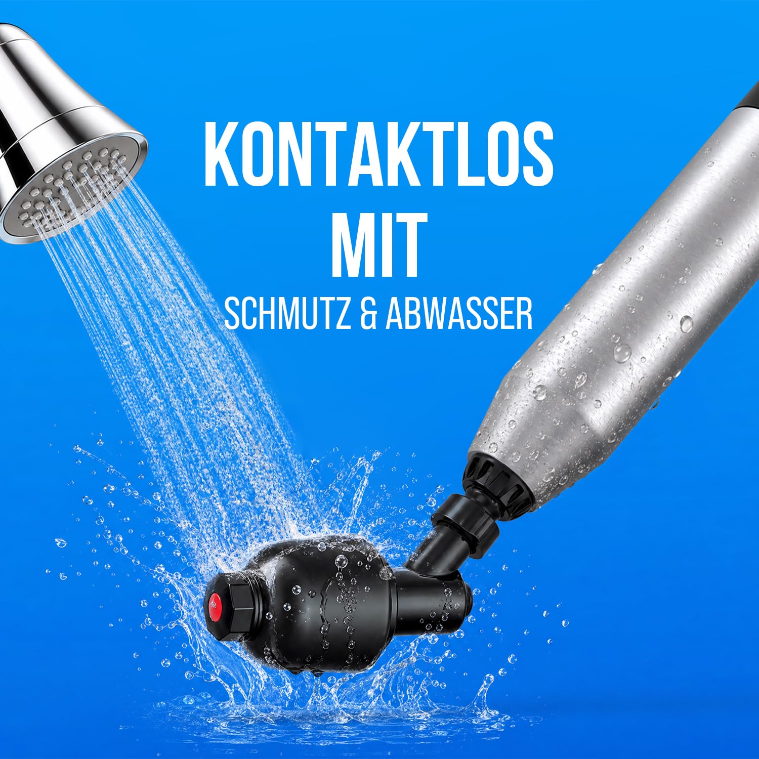 Elektrischer WC Pümpel - 1-8 BAR verstellbarer Druckluft Rohrreiniger, 120° Anti-Spritz Saugglocke Toilette, USB-C Abflussreiniger Pumpe für WC Waschbecken Dusche Küche(Tintenschwarz)