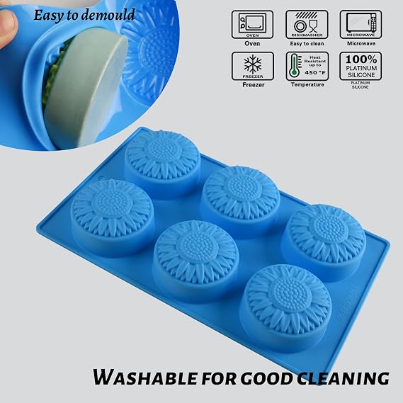 Actvty Sunflower Soap Molds 2 Pack Round Flower Silicone Molds
