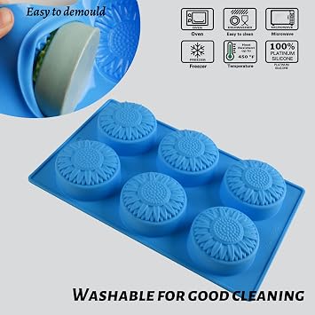 Actvty Sunflower Soap Molds 2 Pack Round Flower Silicone Molds