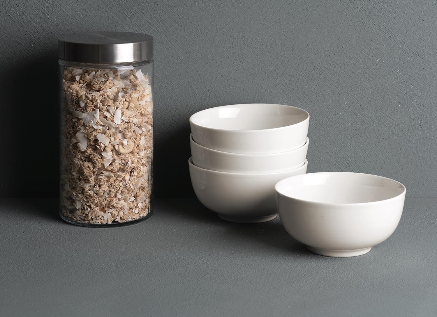 Müslischalen 8er Set - Ø 14 cm - Knochenporzellan - Weiß - Spülmaschinenfest - Dessertschalen Salatschüsseln