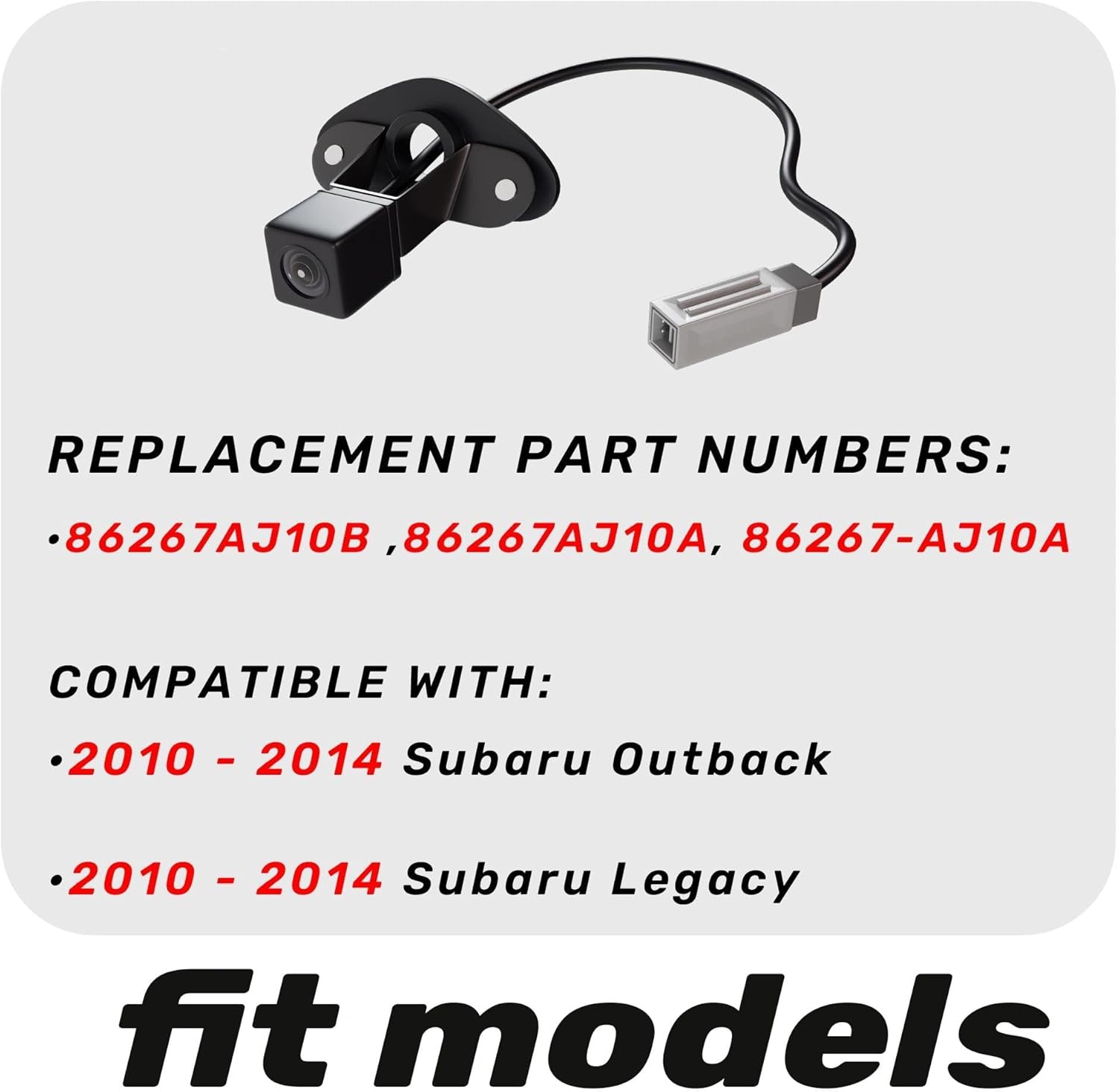 Anpher 86267AJ10B Backup Camera Rear View Camera Fit for Subaru Legacy Outback(2010-2014) Replace OE 86267AJ10B, 86267AJ10A, 86267-AJ10A